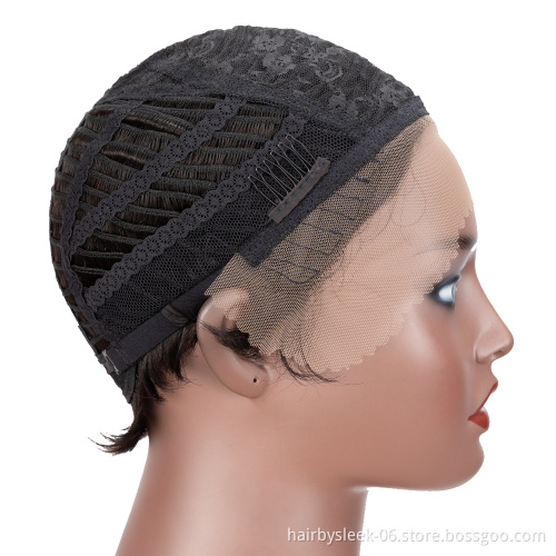 Rebecca Fashion Natural black Short Straight Wigs For Black Women Hd Lace Wig Pixie Cut Human Hair Front Lace Wigs